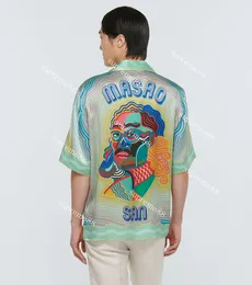 Casablanc Masao Koszulki Kolor Gradient Portret Drukuj Hawaje Luźne Retro Krótki Rękaw Mężczyźni i Kobiet Koszula Moda Lato Top