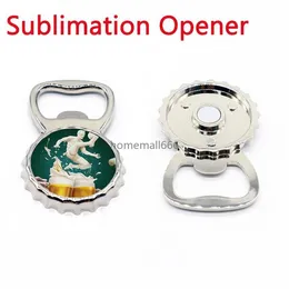 2 in 1 Fridge Magnet Sublimation Blank Metal Opener Silver Color Beer Bottle Corkscrew Outdoor Portable Openers AA