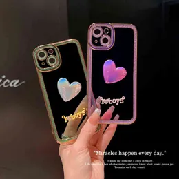 Luz Luxo Laser Love Phone Case para 13Promax iphone12 11PRO 11 xsmax xr 7plus 8Plus electroplating macio caixa AA220325