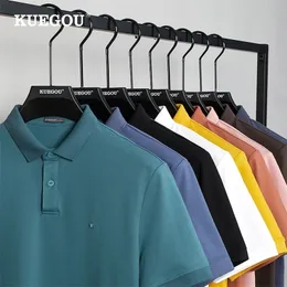 Kuegou Fashion Clothing Mens koszulka polo krótkie rękawy Lape Wysokiej jakości oddychający szczupły haft letni top plus rozmiar 6499 220708