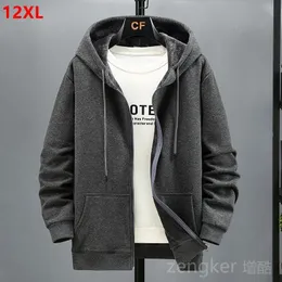 Erkek Hoodies Sweatshirts Büyük Boyut Polar Hooded Hardigan Erkekler Kış Moda Moda Ceketi Plus Hoodie 12xl 10xl Büyük Erkekler Giyim 230206