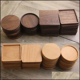 Wooden Coasters Black Walnut Coffee Tea Cup Mats Natural Non Slip Teapot Drink Home Bar Tools Drop Delivery 2021 Pads Table Decoration Acc