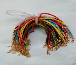 Handmade Cord Wire PU Leather Braided String Bracelets Adjustable Hand-woven Cord rope Bracelet Variety Colors for DIY Jewelry