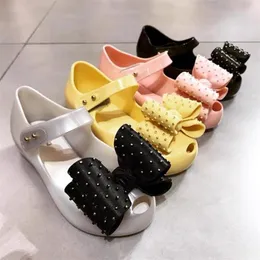 Mini Melissa Big Bow Jelly Shoes Girl's Fashion Sister Summer Sandals Kids High Quality Princess Beach Sandals HMI045 220409