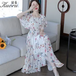 Casual Robe Midi Jurk White Dress Vintage Chiffon Women Dresses Summer Vestido Floral Vestiti Donna Eleganti Ete Vestidos 220518