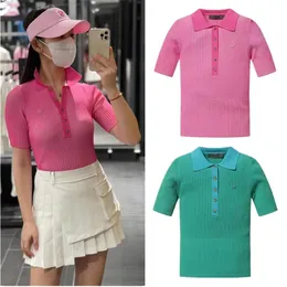 South Korea original single golf clothing women s short sleeve T shirt slim temperament half knit top fashion 220628