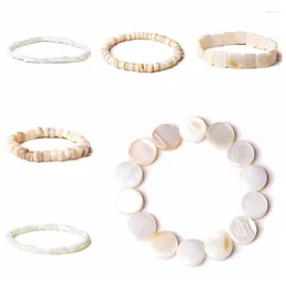 Beaded Strands Men Bracelets Natural White Yellow Mother Of Pearls Vintage Jewelry Irregular Shape Shell Beads Bangle Women For Party Fawn22