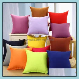 New Pillowcase Pure Color Polyester White Pillow Er Cushion Decor Case Blank Christmas Gift 45 * 45Cm Ib274 Drop Delivery 2021 Bedding Suppl