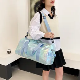 Neue Farbverlauf-Reisetasche für Damen, wasserdicht, für kurze Distanzen, faltbare Gepäcktasche, tragbare Schulter-Fitness-Handtasche