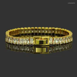 Länkkedja hiphop hombres cristal con diamantes individuella pulsera de tenis bling helado pulseras cirkonia enlace cadena