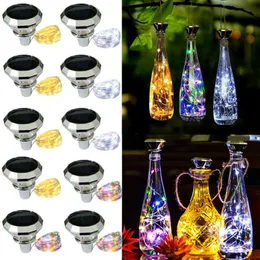 Strings 10Pcs Solar Wine Bottle Lights 2M 20 LEDs Cork String Light Copper Wire Fairy For Holiday Christmas Party WeddingLED LEDLED LED