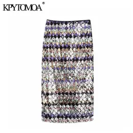 عتيقة Sexy Sequin Midi Skirt Women 2020 Fashion High Weaist Side Zipper Back Vents Temale Temal Faldas Mujer T200520