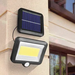 COB LED Solar Wall Lamp Pir Motion Sensor Leddbelysning Vattentät utomhus trädgårdslampa för trädgårdsmöbler Pathway Solar Lamp J220531