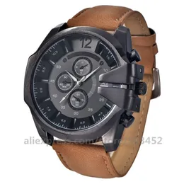 100pcs/lot XINEW 0201 PU Belt Wristwatch Quartz Watch Large Dial Watch For Men New Style Roman Numerals Three Eye Montre Homme T200409