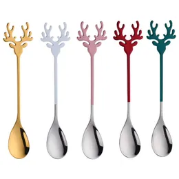 Creative Deer Head Stainless Steel Spoon Elk Coffee Spoon Household Kitchen Tableware Christmas Gift