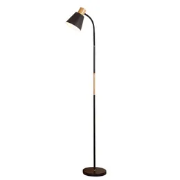 Lampade da terra Nordic INS Lampada in legno semplice Supporto per decorazione del soggiorno Paralume in ferro verde Decorazione a luce rotante Illuminazione rotante Pavimento