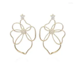 Dangle & Chandelier TIRIM Trendy Multi Color Big Flower Cubic Zirconia Earrings For Women Africa Dubai Fashion Jewelry Accessories