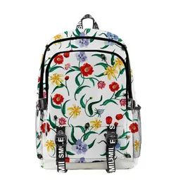 Рюкзак Kawaii Юношеские школьные сумки Unisex Flowers Travel Bag 3d Print Oxford Водонепроницаемый блокнот