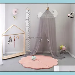 모기장 그물 침구 용품 홈 섬유 정원 북유럽 라운드 아이 방 장식 Circar Canopy Bed Valance Princess Yarn Drop Delivery
