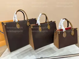 ON THE GO PM MM GM Tote Bag Classic Brown Giant Monograms Print Old Flower Handle Bag Luxurys Women Shoulder Bags