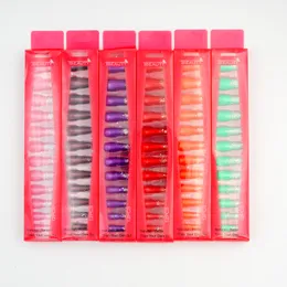 12pcs/Box Solid Color Long False Nails Matte Full Cover Pointed Head Fake Nails Manicure Detachable Artificial Nail