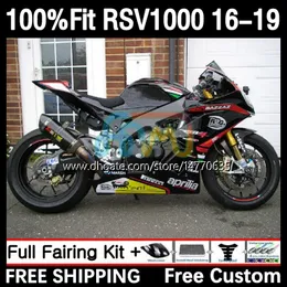 Ciało pleśni wtrysku dla Aprilia RSV4 RSV 1000 RSV-1000 RSV1000R 16-19 Bodywork 5DH.70 RSV1000 R RR 16 17 18 19 RSV1000RR 2016 2017 2019 2019 OEM Fairing Shark Black Black Shark Black Shark