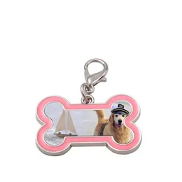 Sublimation Dog Tags Blanks Bone Shape Zinc Alloy Dog Cat Pet ID Card Thermal Transfer DIY Pendant Keychain