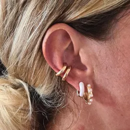 Clip-on & Screw Back Bohemian Imitation Pearls Ear Cuff For Women Girl Trendy Round Small Clip Earrings NO Piercing Gold Metal Wedding Jewel
