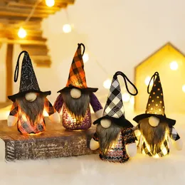 Articoli per feste Gnomi di Halloween fatti a mano con luce Hang Peluche Strega Tomte scandinavo per decorazioni da tavola per la casa Regalo PHJK2208