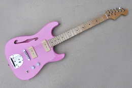 Factory Custom Pink Electric Guitar with Maple Fretboard Side Hole semi hollow Body Chrome Hardware Can be Customized