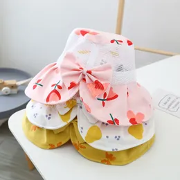 Summer Children Bucket Hat for Girls Accessories Cotton Mesh Bow Princess Kids big brim Sun Hats Beach Travel