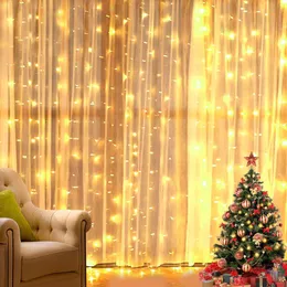 弦を導いた妖精のライト銅線弦USBカーテンガーランドルーセスのためのクリスマス装飾のための結婚式の年の休日