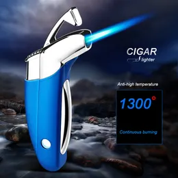 Ny vindtät fackla pistol ljusare kraftfull blå flamma jet gas cigar lättare påfyllningsmetall butan utomhus lättare billiga kampanjglas