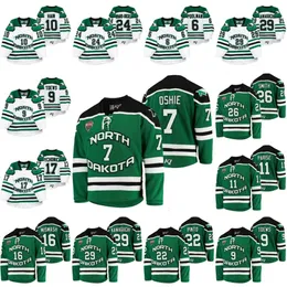 A3740 7 T. J. OSHIE North Dakota Fighting Hawks College Hockey Jersey Shane Pinto Cole Smith Adam Scheel Gavin Hain Matt Kiersted Jonathan Toews