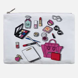 Sublimation Blanks Makeup Bag Heat Transfer Cosmetic Bags Zipper Polyester Pencil Bag for Women Travel Nurse Mother Teacher Thanksgiving Gift