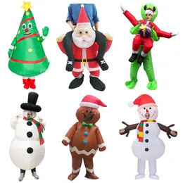 Fato de boneca de mascote árvore de natal Snowman Papai Noel traje inflável terno fantasia vestido de festa de halloween traje para homens mulheres