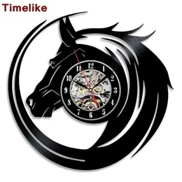 Creative CD Vinyl Record Wall Clock Modern Design Animal Dog Cat Horse Watch Classic Parede Y200109
