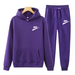 2022 Mäns Hoodie Suit Män Sportkläder Tracksuiter Märke Logo Skriv ut Män Två stycken Sets Överdimensionerade Lila Hooded Streetwear Outfits S-3XL