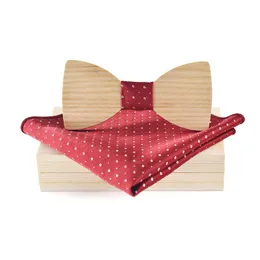 Bow Ties Men Business Wedding Suit Party 3D TIB مع صندوق Plaid Plaid Dot Clankkerchief Bowtie Pocket Square Neck Setbow