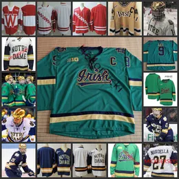 22 Jack MacNab Hockey Jersey Spencer Stastney Nate Clurman Adam Karashik Nick Leivermann Chase Blackmun Jake Boltmann Wisconsin Ice ND NDF 스티치 대학 유니폼