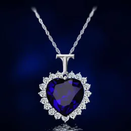 Pendant Necklaces Sweet Romantic Heart Of The Ocean Sea Blue Crystal Chain Necklace Fashion Ladies Wedding JewelryPendant