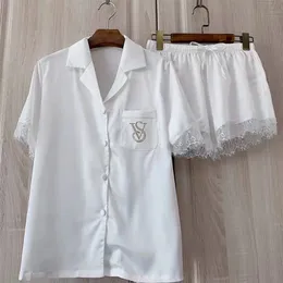 Set da 2 pezzi Pigiama in raso per donna Pigiama casual morbido Pigiama da notte Primavera Estate Abbigliamento da casa Abbigliamento da casa Pjs Pigiama Regalo da donna 220421