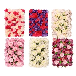 Konstgjorda blommor väggrad 40x60 cm romantisk siden rosblommapanel som används för bröllopsfest brudbaby shower dekor