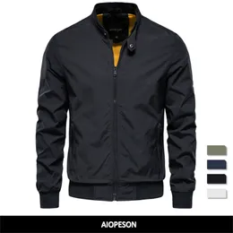 AIOPESON Jaqueta de Beisebol de Cor Sólida Masculina Casuais Gola alta Jaqueta Bomber s Jaquetas Outono Alta Qualidade Slim Fit para 220810