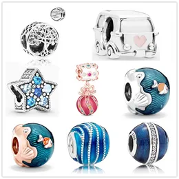 925 Silver Fit Pandora Charm 925 Семейство браслета звезды Strawberry Waves Charms Set Подвеска Diy Fine Beads Jewelry Jewelry