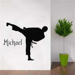 Adesivos de parede nome personalizado karate decal garoto marcial decoração wl977wallwall