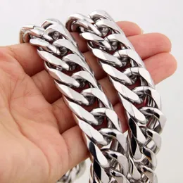 Chains 19/21mm Heavy Cuban Men Hip Hop Jewelry Silver Color Thick Stainless Steel Long Big Chunky Necklace GiftChains