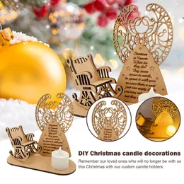 Decorações de Natal Merry lembrança vela ornamento DIY Memória personalizada Tealight Wooden Candlestick titulares em casa ornninentschristmas