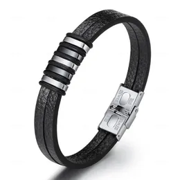 Braccialetti con ciondoli Persone alla moda Modelli di esplosione creativa Bracciale da uomo intrecciato in pelle semplice e versatile Bracciale di tendenza della modaFascino