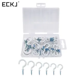 Eckj 70pcs/set 6サイズのフックネジホールドカッププラスチックコーティングハンガーキッチンフック鉄マークねじフック201021